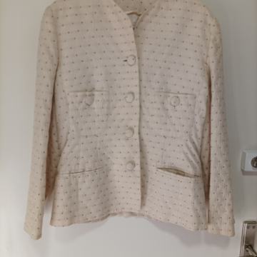 DIZAJNERSKI SAKO BIJELE KAVE S CVJETIĆIMA 38/40