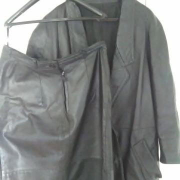 kostim - sako i suknja, crna koža