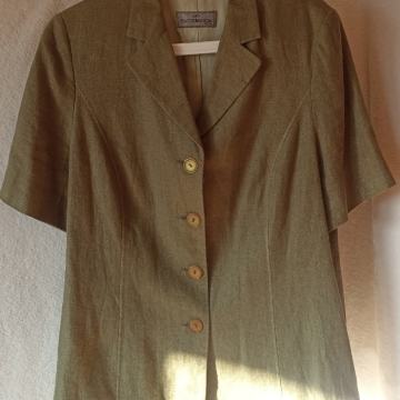 ŽENSKI LANENI SAKO 42 XL 44 2XL KRATKI RUKAV BILL BLASS VINTAGE