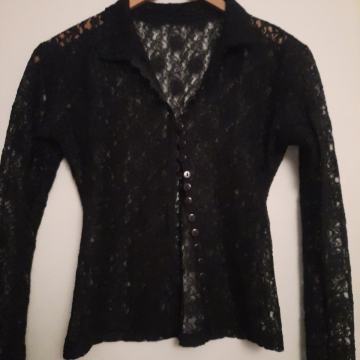 Crna čipkasta košulja - S