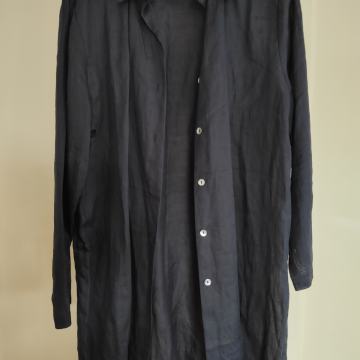 Lagana crna košulja - haljina na kopčanje