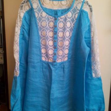 Lanena košulja sa čipkom, M