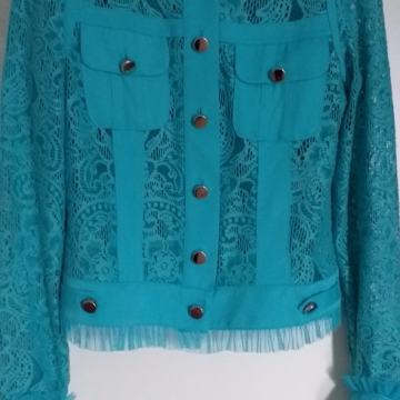 LOLA REINA #ČIPKANA PLAVA JAKICA-BLUZICA