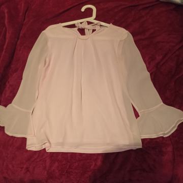 ORSAY NOVA BLUZA L XL 40 42 BISER VOLANI FALDE ROZA ROSA BOHO