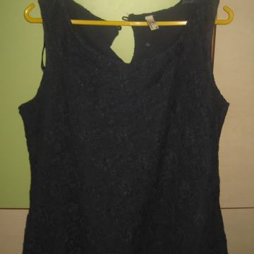 PETROLEJ PLAVA ČIPKANA MAJICA - BLUZA VEL. M/L