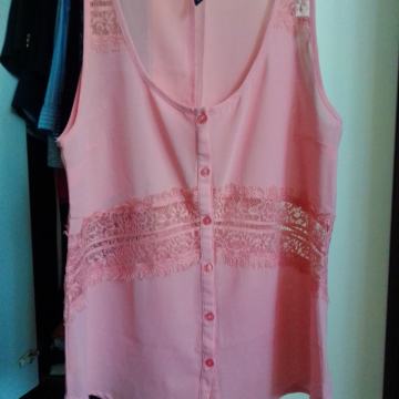 Roza bluza s čipkom