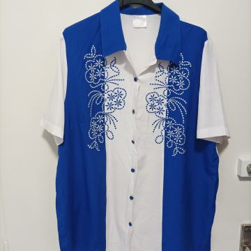 VINTAGE BIJELO-PLAVA KOŠULJA 44/46