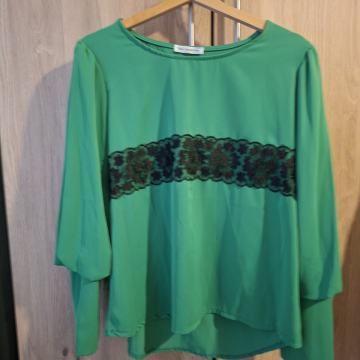 ZELENA BLUZA KOŠULJA S ČIPKOM vel.UNI  NOVO
