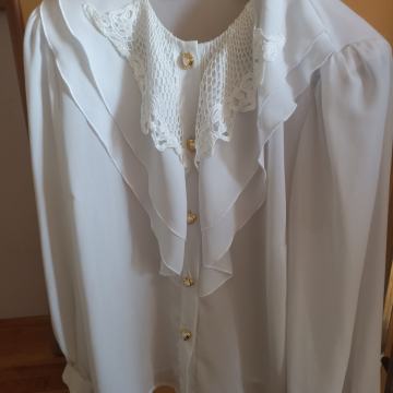 BOHO BIJELA KOŠULJA M L XL 38 40 42 DUGI RUKAV VOLANI ČIPKA HEKLANO