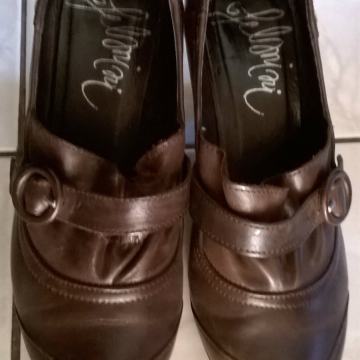 SMEĐE I PLAVE KOŽNE CIPELE - VEL.39