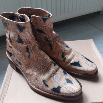 Gležnjače kaubojke prava koža