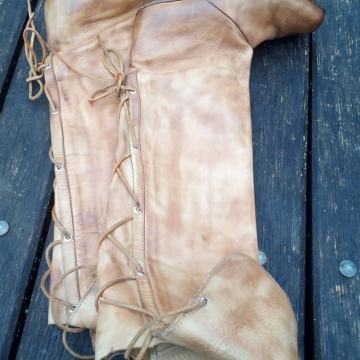 Čizme iznad koljena od prave kože, ručni rad/ vel. 38