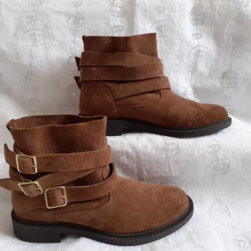 Mango čizme gležnjače brušena koža