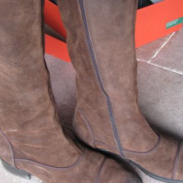 smeđe kožne Benetton čizme, br.40