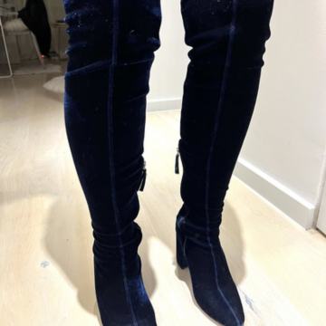 Visoke čizme plavi baršun ZARA 38