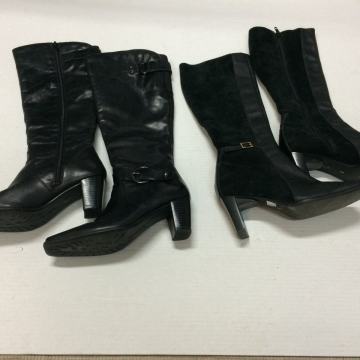 * Ženske čizmice - crne, kožne, broj 36 - dva para *