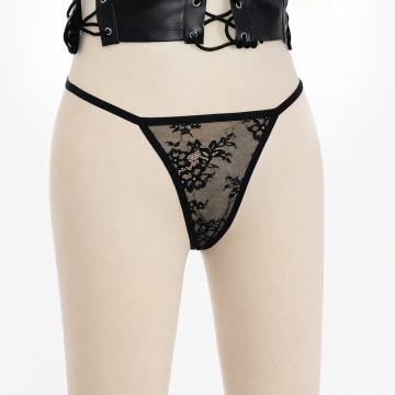 Valentinovski čipkasti tanga sa srcem – crni zavodljivi model