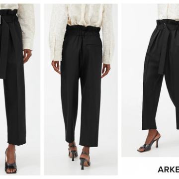 ARKET - crne paperbag hlače - 44/46