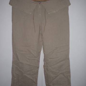 BENETTON - ŽENSKE ŠIROKE LANENE HLAČE 44 L / XL