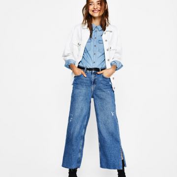 Bershka Cropped Wide Leg hlače vl.38/40