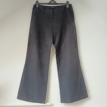 Crne hlače širokih nogavica lan Sisley