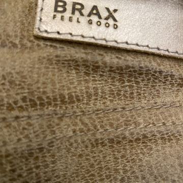 Smeđe oker vel 36 BRAX koža izgled hlace jeans kroj s elastinom NOVO