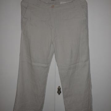 QS - ŽENSKE ŠIROKE LANENE HLAČE 42 L