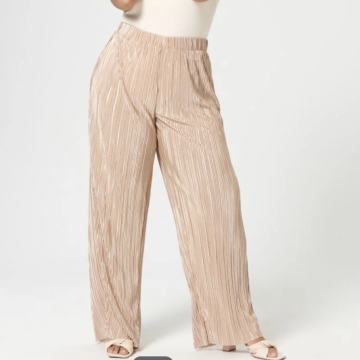 SINSAY BEŽ PLISIRANE HLAČE NA GUMU VEL. M - NOVO