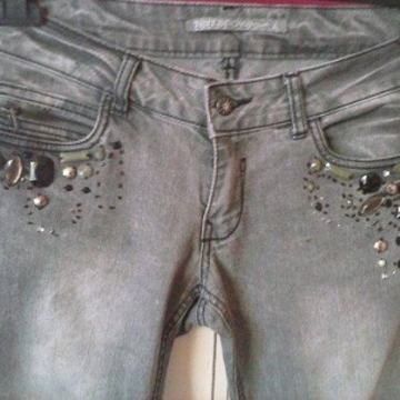 Sive ženske traperice, niski struk, Terranova, vel. L