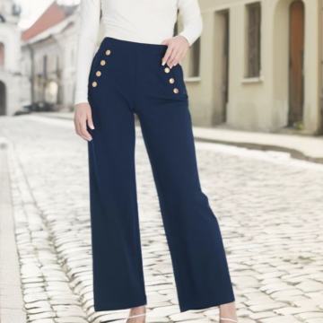 SINSAY PLAVE HLAČE ŠIROKIH NOGAVICA VEL. L - NOVO