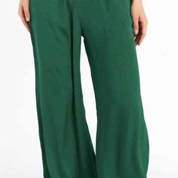 ZELENE ŠIROKE HLAČE NA GUMU VEL UNI - NOVO