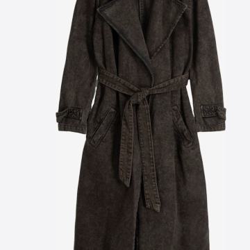 Bershka dugi smeđi traper mantil/ kaput vl.XS