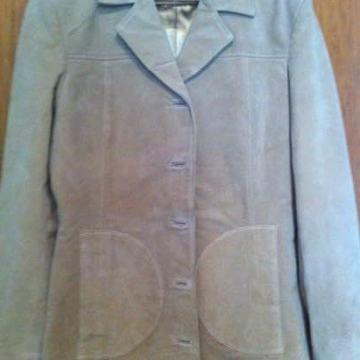 ETAM kožna jakna kaput sako od brušene bež kože boho style