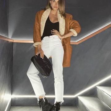 Kožna jakna aviator s pravim ovčjim runom