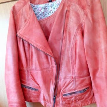 Kožna jakna pastelno roza 42