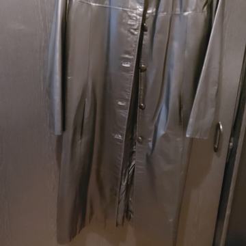 KOŽNI CRNI KAPUT/MANTIL