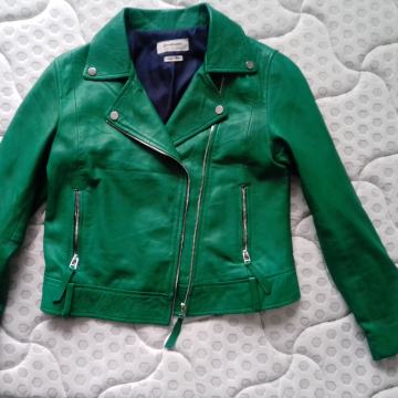 Kvalitetna Stradivarius zelena jakna od prave kože, mekana, vel. L(40)