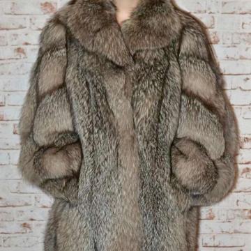 Luksuzna bunda od srebrna lisice prirodno krzno