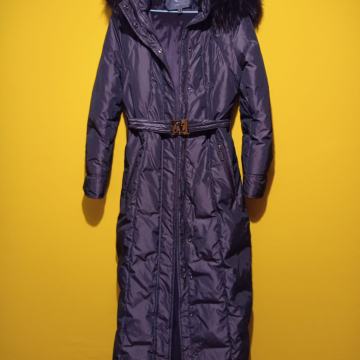 Pernati kaput - Krzno pravo - Dugačak - Vel. 36