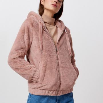 Plišana roza jakna s kapuljačom (Cropp)