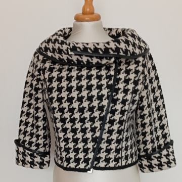 Sementa pletena vunena pepita jaknica sako žaketa