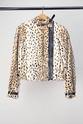 Bunda leopard krzno jakna 36 38