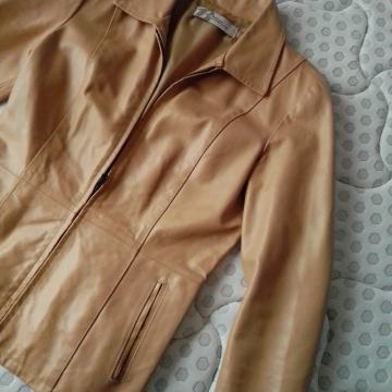 Talijanska jakna od prave kože, boje konjaka (svijetla), vel. 38