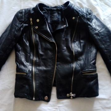 Zara bikerska/motoristička crna jakna od prave kože, vel.S