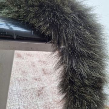 Zeleno krzno rakuna za rub kapuljače zimske jakne - 70 cm