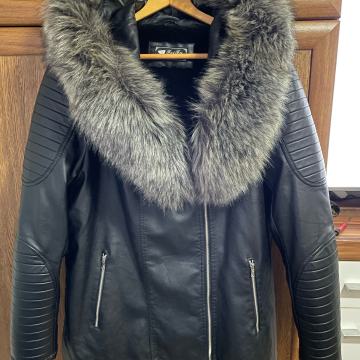 Ženska kožna jakna sa krznom i kapuljačom, novo #POVOLJNO#