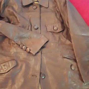 ŽENSKA KOŽNA JAKNA LJUBAS 46 48 3XL XXXL SMEĐA (ČOKOLADA) S REMENOM