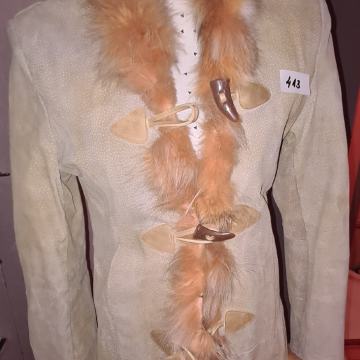 Ženski kaputić kožni sa malo krzna