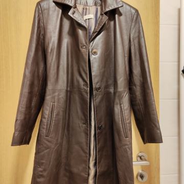 Ženski smeđi kožni kaput Enrico Coveri, talijanska moda, veličina 42