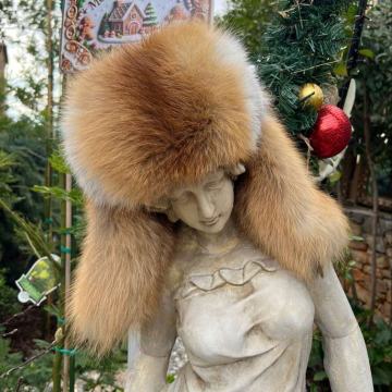 Kapa od krzna lisice, avijatičarka, zimska kapa, skijaška kapa, ušanka